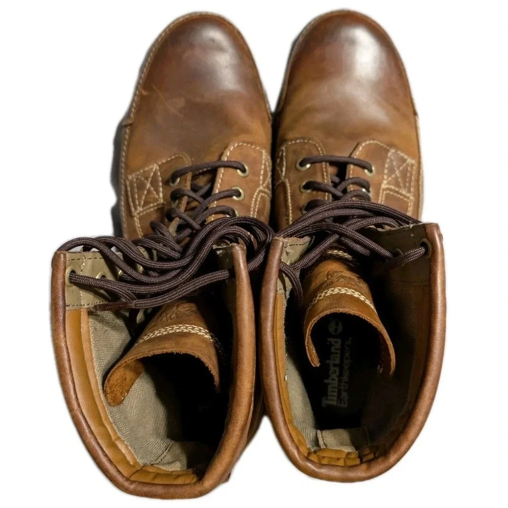 Timberland Originals‎ Mid Boots Mens 12 Brown Leather Waterproof Lace Up 15551